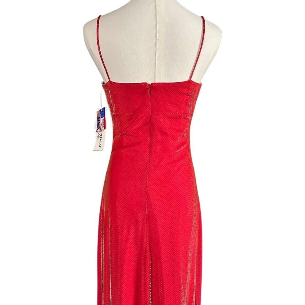 NWT Vintage Y2K Betsy & Adam Red Shimmer Maxi Gown - Vampire Core Formal Dress 8 - Picture 3 of 11